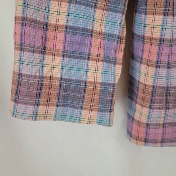 Doncaster Blazer Cotton Lycra Plaid jacket waffle shoulder pads vintage Size 12 - Picture 5 of 13